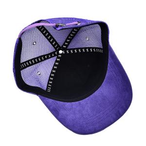 Customization 5 Panel Trucker Cap Visor Curved Eyelets Purple Mesh Hat Color