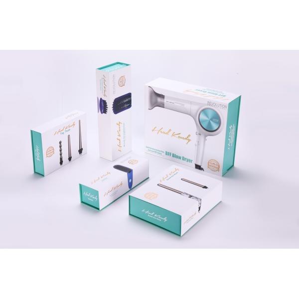 CMYK customized paper box with golden foil magnet electronics packaging box with