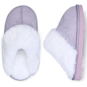 Fur Lined Warm Slippers With Memory Foam Kids Indoor Slippers with Breathable