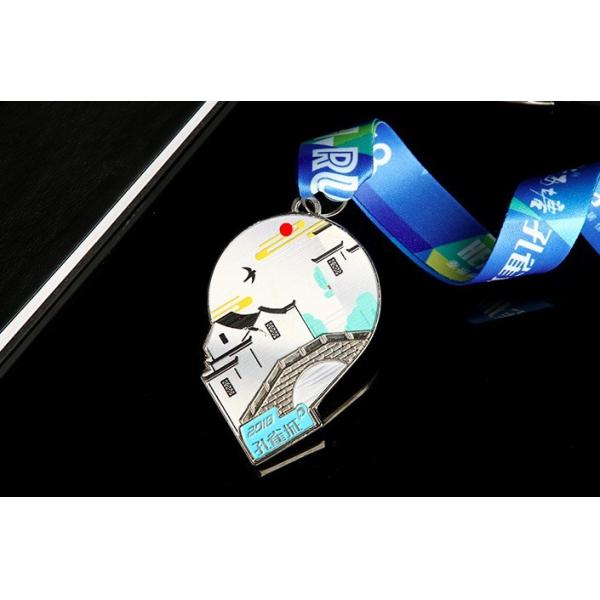 Quality Flower Shape Embossed Sandblasted Silver Custom Medals wholesale