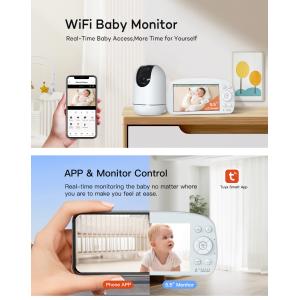 Wifi 2.4Ghz Smart Video Baby Monitor With Ai Human Sound Cry Temperature