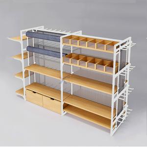 Wooden Gondola Shelving Miniso Style Shop Furniture Adjustable