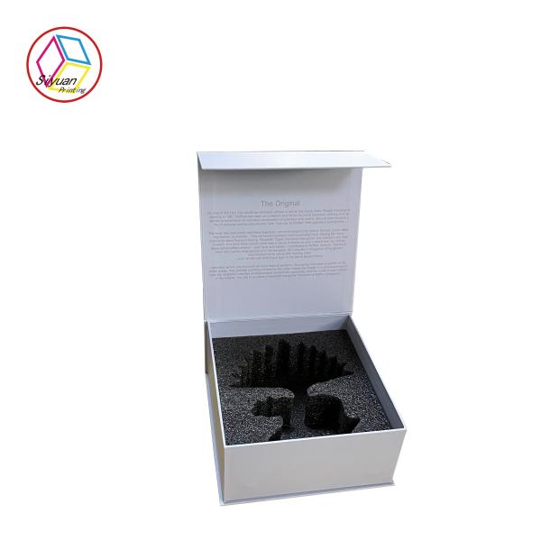 Quality Matte Grey Silver Foiled Cubic Fancy Paper Gift Box With Peral Foam Insert wholesale
