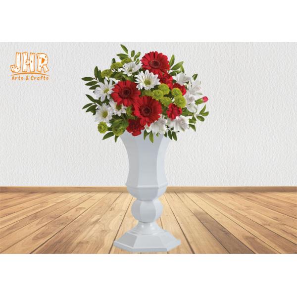Quality Lightweight Glossy White Fiberglass Planters Floor Vases Wedding Decor Items wholesale