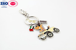 Enamel Personalized Metal Keychain Round Double Sided Chrome Plated Circle