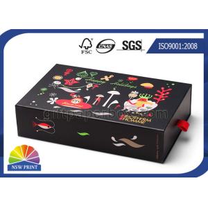 Shiny Laminated Personalized Drawer Paper Box , Black Cardboard Paper Box