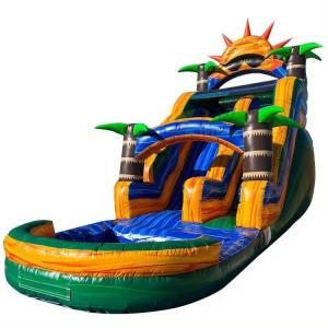 Digital Printing Inflatable Water Slide Custom Tropical Backyard Waterslide with