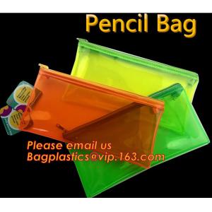 Custom fashion transparent plastic clear round standing pvc zipper pencil case