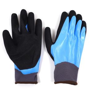 13 Gauge Nylon Double Dipped Nitrile Gloves Gloss Full Coating And Sandy Palm