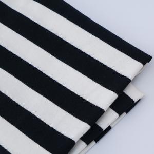 Striped Cotton Interlock Knit Fabric Combed Breathable Stretch Texture