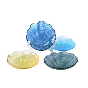 China 13.5cm Vintage Shell Shape Solid Color Glass Plates Centrifugal Casting on sale