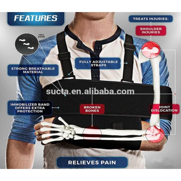Orthopedics Shoulder Support Brace Postoperative Arm Sling Breathable Black Color