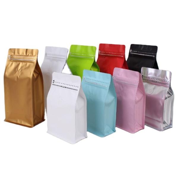 Quality Custom logo coffee beans plastic zipper bag self-sealing coffee pouch with air valve wholesale