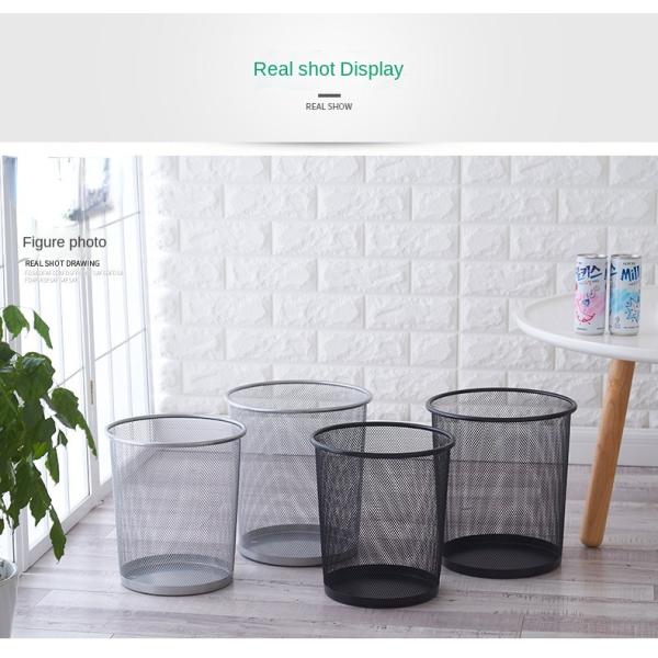 Large Home Office Kitchen Bathroom Waste Bin Barbed Wire Uncovered Paper Basket Metal Iron Trash Can