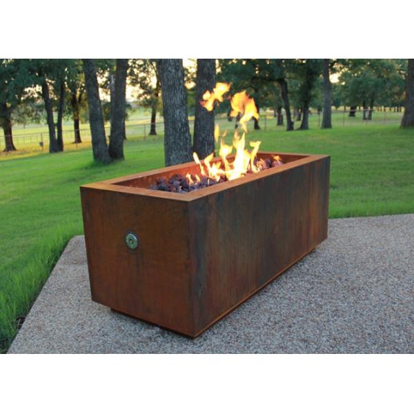 Quality Rectangular Shape Corten Steel Fire Pit For Patio Heating Weathering Resistant wholesale