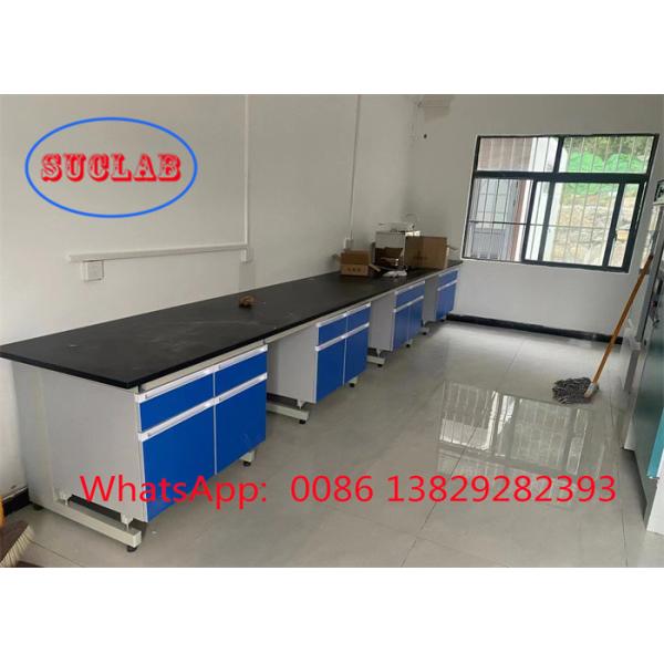 Quality Multiple Cabinets Safety Lab Work Benches with Shelf With DTC105 DEG Hinges And Epoxy Resin Or Phenolic Resin Worktop wholesale