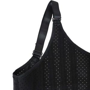 Breathable Hollow Waist Trainer Vest Black With Adjustable Strap 25 Steel Bones