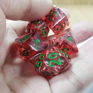 Red pomegranate Sequins Resin Boarding Dice Set dnd dice