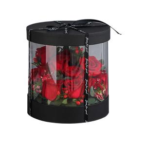 Cheap Luxurious Rose Flower Gift Set With Customizable Velvet Round And Sustainable Cardboard Rigid Boxes for sale