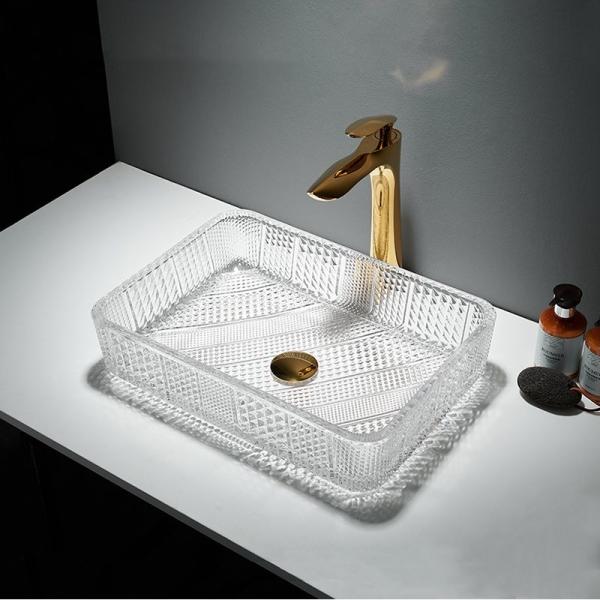 Quality Rectangular Glass Wash Basin Table Top 12 Inch Crystal Clear wholesale