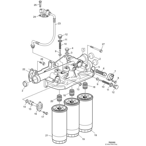 VOE477556 477556 Oil Filter Excavator Spare Parts For D11 D12A D13A