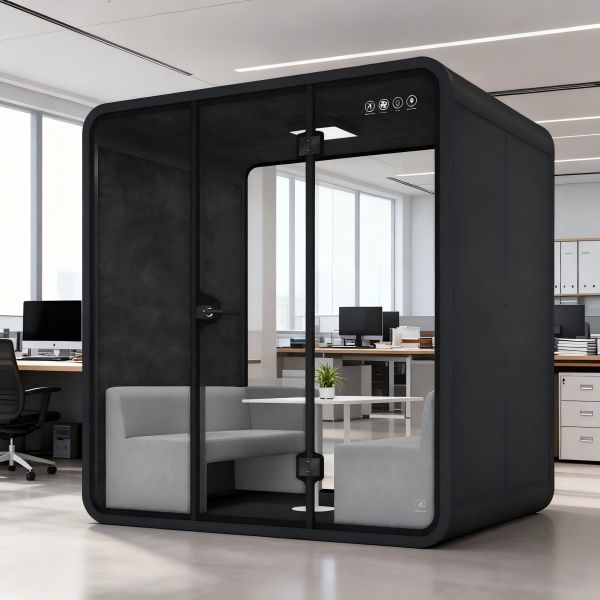 Quality Customized Meeting Room Booth High Sealing Modern Phone Booths Black wholesale