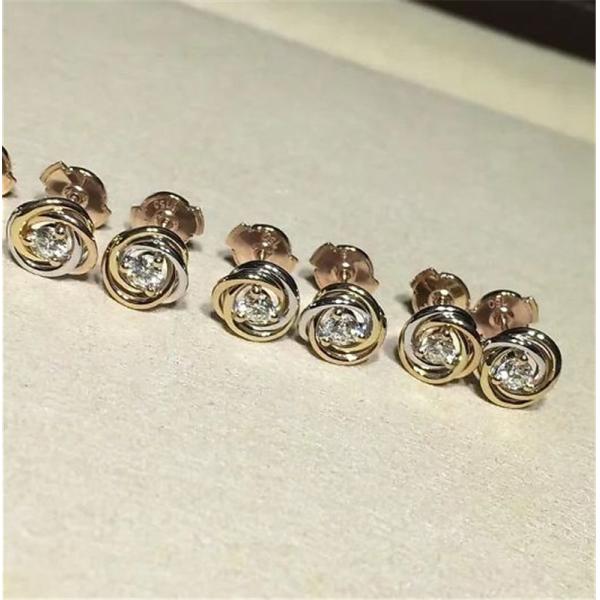 C Three circle ring earrings18K white gold, 18K yellow gold, 18K rose gold, diamond. Model: B8045300