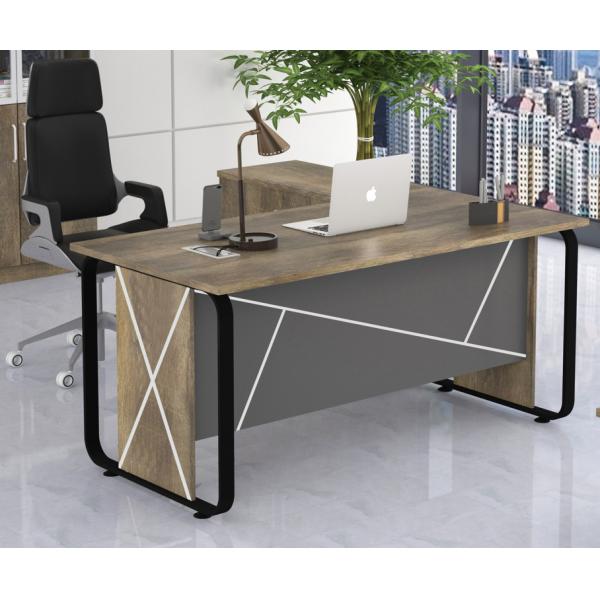 Quality L-Shaped Executive Office Desk with Melamine Color brown+gray wholesale