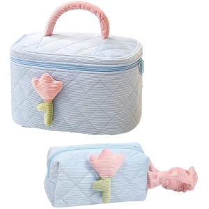 Soft Corduroy Makeup Bag Set Makeup Bag Organizer Bag  Large Shock-proof Cute Makeup bag Suitable for la
