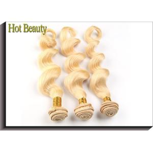 Machine Double Weft Virgin Peruvian Hair Extensions Natural Weave Blonde Color