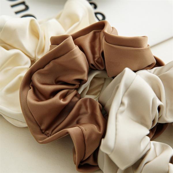 French slouchy black satin plus-size scrunchie Headpiece girls floral hair accessories Large loop hair rope headpiece