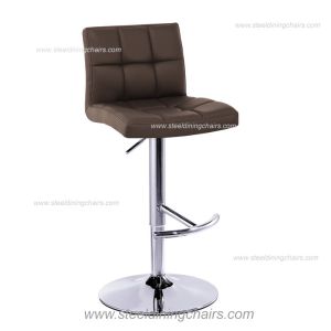 Adjustable 38CM 103CM Black Leather Swivel Bar Stools With Arms