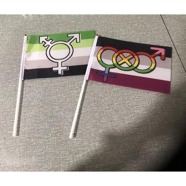 Printed Handheld Progress Pride Flag Waterproof LGBT Rainbow Flag