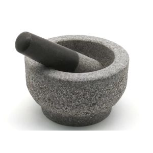 Pitted Surface Heavy Granite Stone Mortar And Pestle Set Molcajete Guacamole