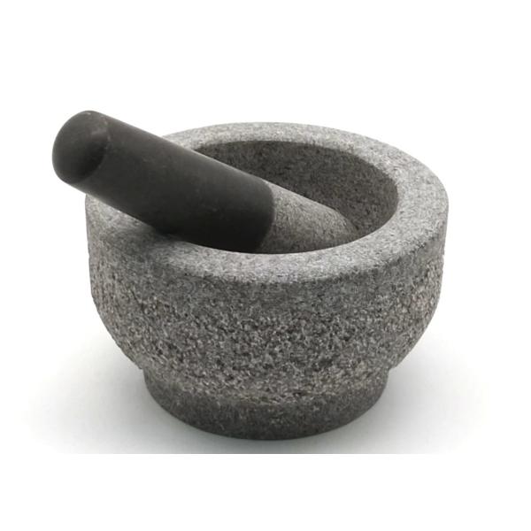 Pitted Surface Heavy Granite Stone Mortar And Pestle Set Molcajete Guacamole