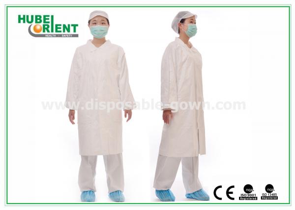 Quality Tyvek Disposable White Lab Coats/Medical Protective Clothing with Korean Collar And snaps wholesale