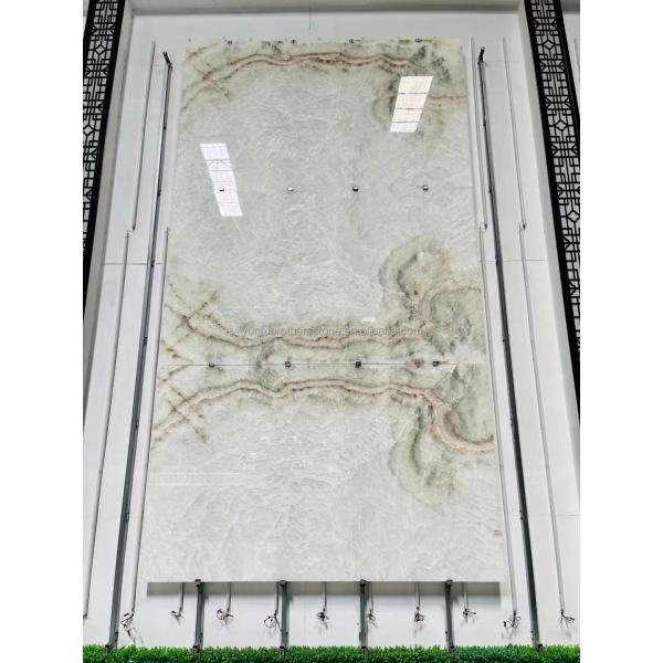 Interior Home Wall Paneling Decor with Modern Backlit Onyx Marble TV Background Panel