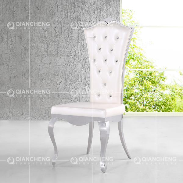 White Modern Crystal PU Leather Dining Chairs 10.5kg 201 Stainless Steel frame