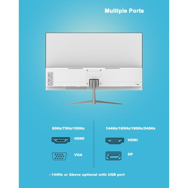 IPS Screen 24 Inch LED Gaming Computer Monitor High Refresh Rate White Color Eye Care