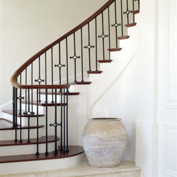 Quality Ornamental Wrought Iron Wall-Mounted Handrail For Step Stair Case with Powder Coated wholesale