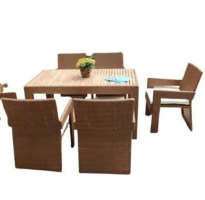 Cheap 7 pcs outdoor patio garden teak wooden dinning set rattan dining chairs---YS4509 for sale
