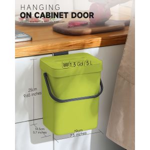 Household Kitchen Three-color Wall Hanging Plastic Trash Can with Lid