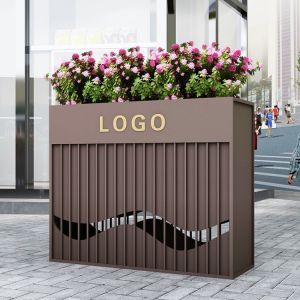 Outdoor large rectangle hollow out metal steel planter box