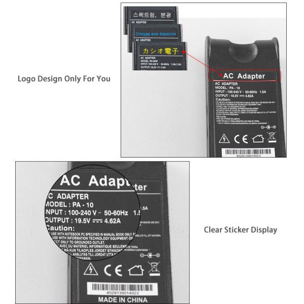 3 Prong Outlet Laptop Charger Pin Adapter Lightweight 19.5V 4.62A For DELL Charger