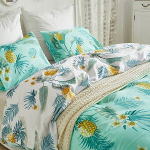 300tc Thread Count Nature Colors Floral Design Knitted Cotton Sheet Set