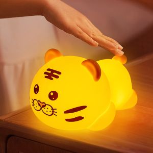 Cute Tiger Silicone Night Light LED Novelty Lamp 3 Level Dimmable Nursery