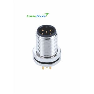 China Chassis Side Thread Front Mount PCB Contacts M12 A Code Connector Male Panel Sensor on sale