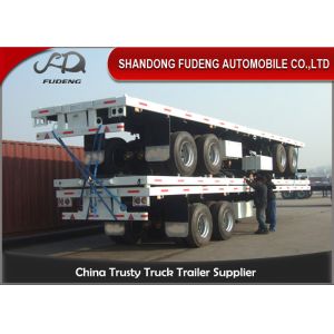 2 Axles / 3 Axles Flatbed Semi Trailer With Bulk Head / Front Wall Equipped