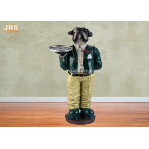 Antique Dog Figures Polyresin Statue Figurine Resin Dog Holding Tray Sculpture