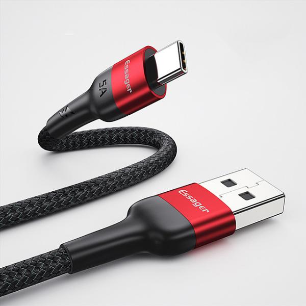Essager 5A Type C Fast Cable 1M 2M Fast Charging USB 2.0 Data Transfer Type C
